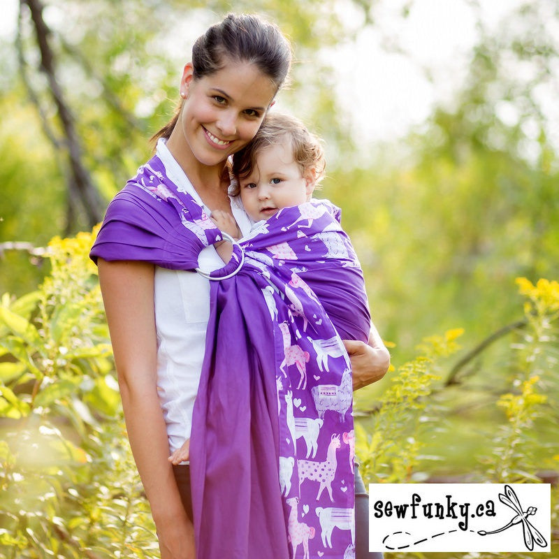 Sewfunky Designer Baby Sling Llama Love Violet #SF039 SOLD OUT