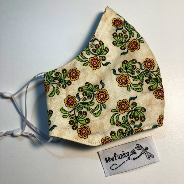 Triple Layer Fitted Cloth Face Masks for Adults 100% cotton