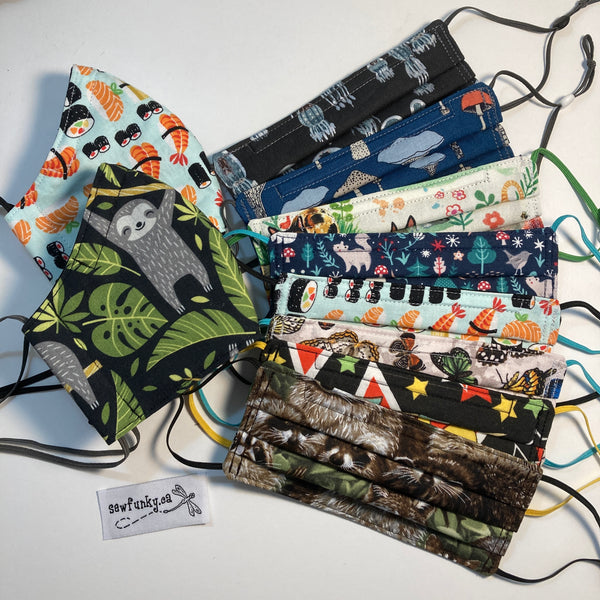 Three Layer Cloth Face Masks for Children 5-12 years 100% cotton