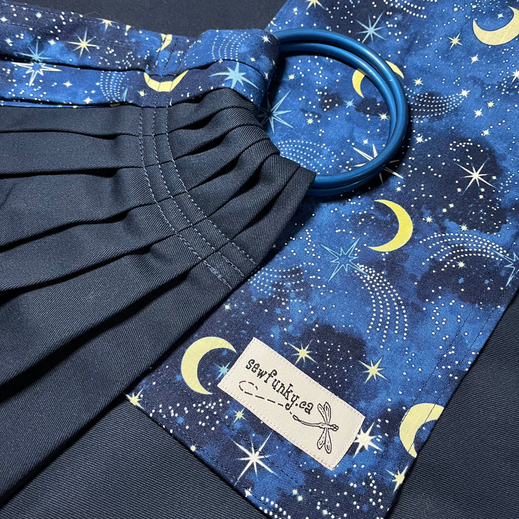 Sewfunky Designer Baby Sling Moonchild on Navy Organic #SF025