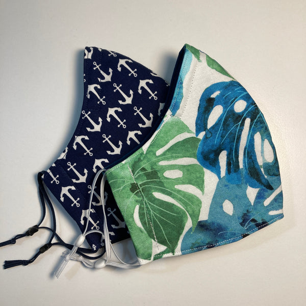 Triple Layer Fitted Cloth Face Masks for Adults 100% cotton