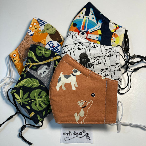 Three Layer Cloth Face Masks for Children 5-12 years 100% cotton