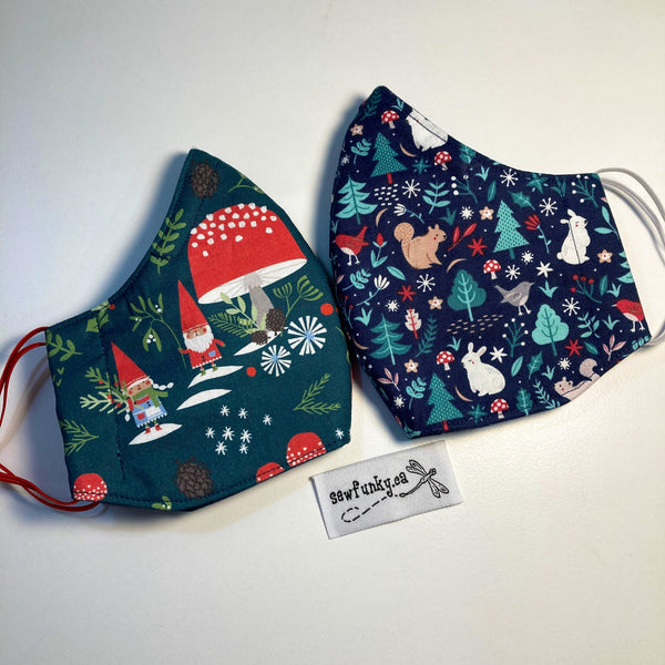 Triple Layer Fitted Cloth Face Masks for Adults 100% cotton