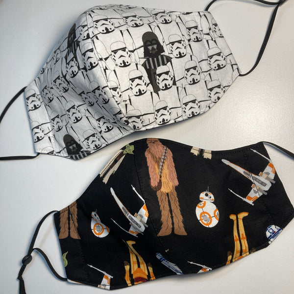 Triple Layer Fitted Cloth Face Masks for Adults 100% cotton