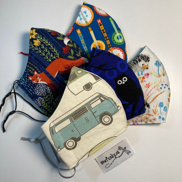 Three Layer Cloth Face Masks for Children 5-12 years 100% cotton