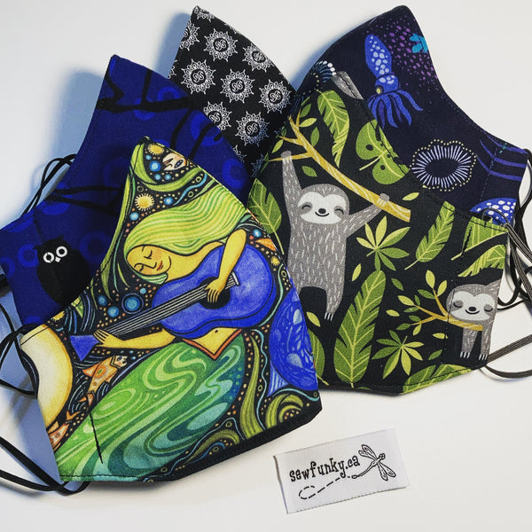 Triple Layer Fitted Cloth Face Masks for Adults 100% cotton