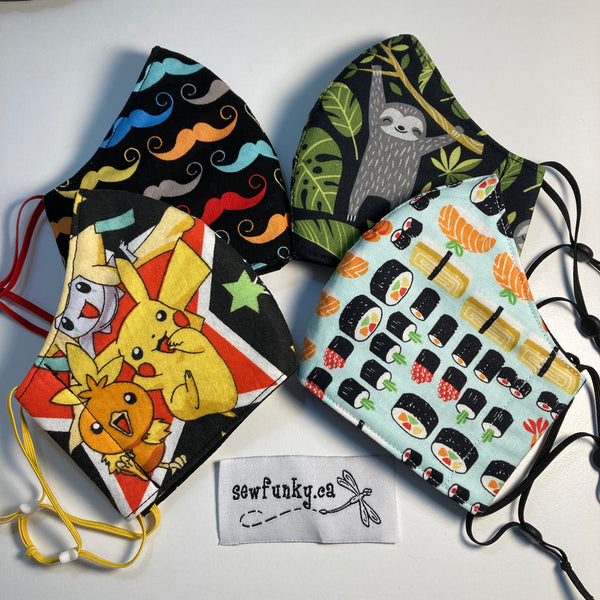 Three Layer Cloth Face Masks for Children 5-12 years 100% cotton