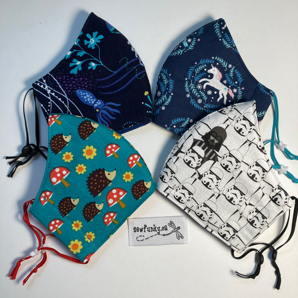 Three Layer Cloth Face Masks for Children 5-12 years 100% cotton