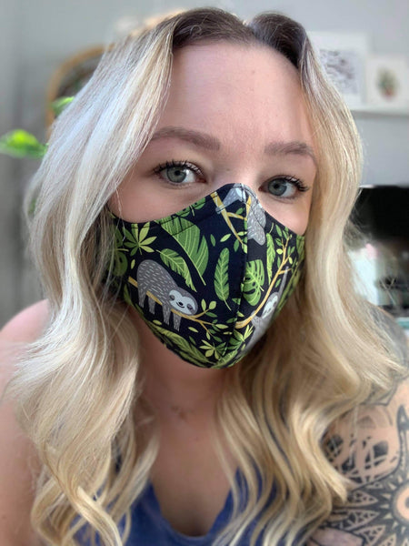 Triple Layer Fitted Cloth Face Masks for Adults 100% cotton