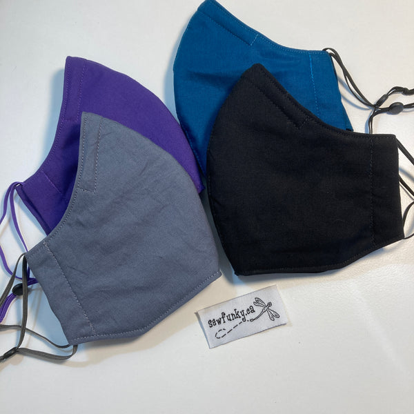 Triple Layer Fitted Cloth Face Masks for Adults 100% cotton