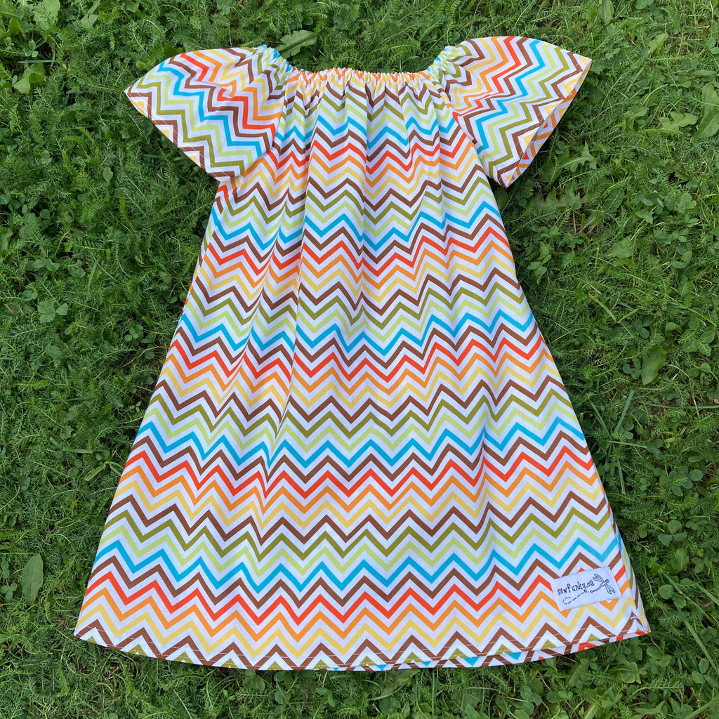 Sewfunky Pixie Dress Rainbow Chevron