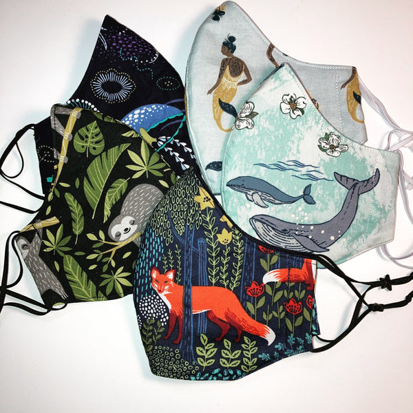 Triple Layer Fitted Cloth Face Masks for Adults 100% cotton