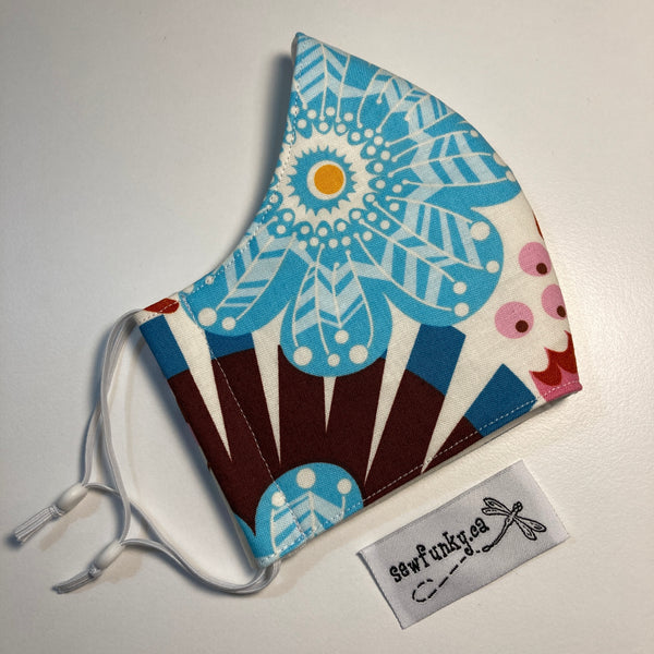 Triple Layer Fitted Cloth Face Masks for Adults 100% cotton