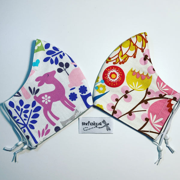 Three Layer Cloth Face Masks for Children 5-12 years 100% cotton