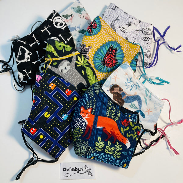 Three Layer Cloth Face Masks for Children 5-12 years 100% cotton