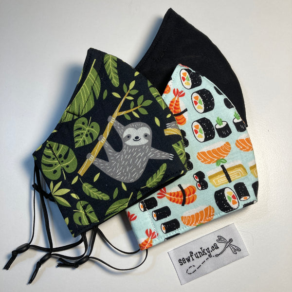 Three Layer Cloth Face Masks for Children 5-12 years 100% cotton