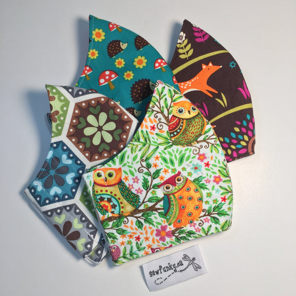 Three Layer Cloth Face Masks for Children 5-12 years 100% cotton