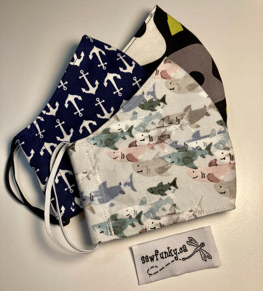 Three Layer Cloth Face Masks for Children 5-12 years 100% cotton