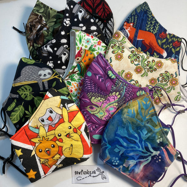 Triple Layer Fitted Cloth Face Masks for Adults 100% cotton