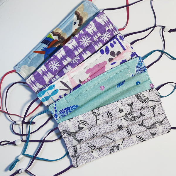 Three Layer Cloth Face Masks for Children 5-12 years 100% cotton