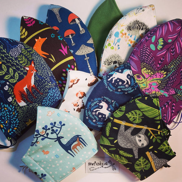 Three Layer Cloth Face Masks for Children 5-12 years 100% cotton