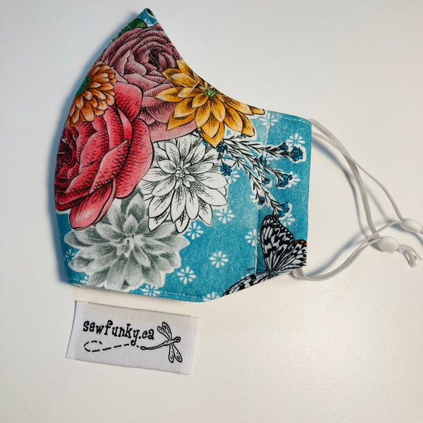 Triple Layer Fitted Cloth Face Masks for Adults 100% cotton