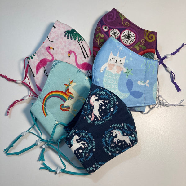 Three Layer Cloth Face Masks for Children 5-12 years 100% cotton