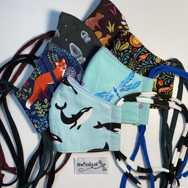 Three Layer Cloth Face Masks for Children 5-12 years 100% cotton