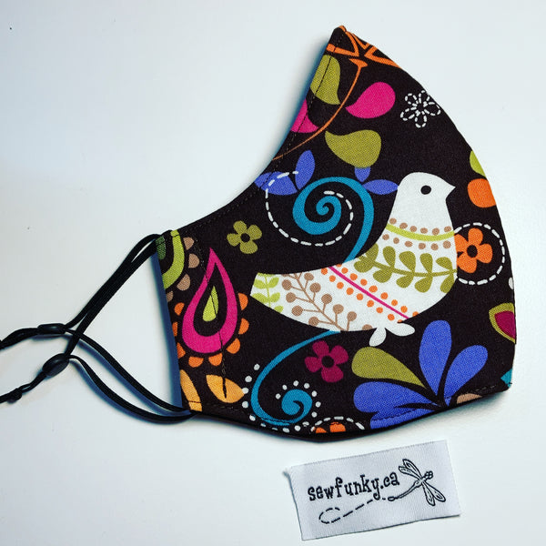 Triple Layer Fitted Cloth Face Masks for Adults 100% cotton