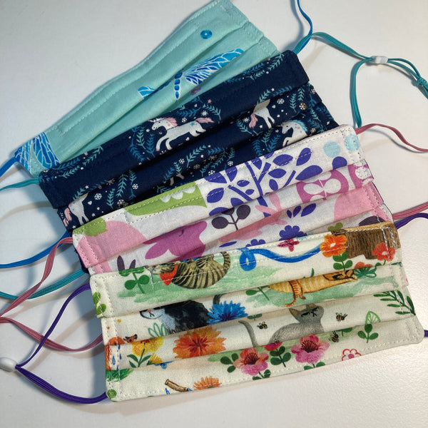 Three Layer Cloth Face Masks for Children 5-12 years 100% cotton