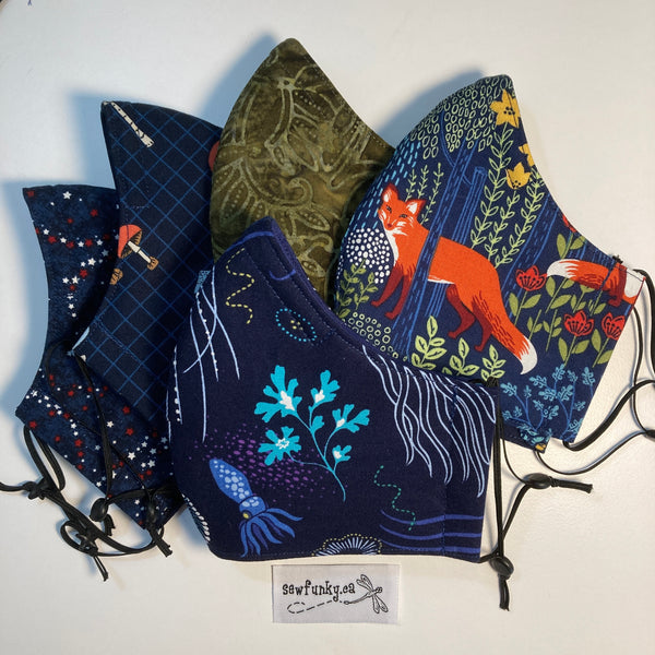 Triple Layer Fitted Cloth Face Masks for Adults 100% cotton