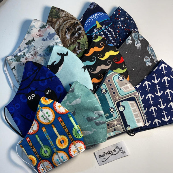 Three Layer Cloth Face Masks for Children 5-12 years 100% cotton