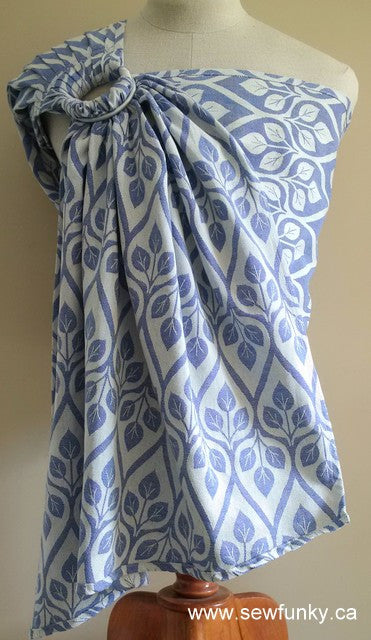 Sewfunky Woven Ring Sling Blue Leaves