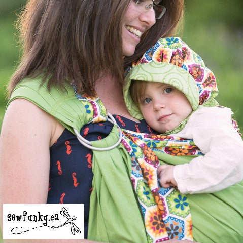 Sewfunky Designer Organic Baby Sling Kaleidoscope on Avocado SOLD OUT